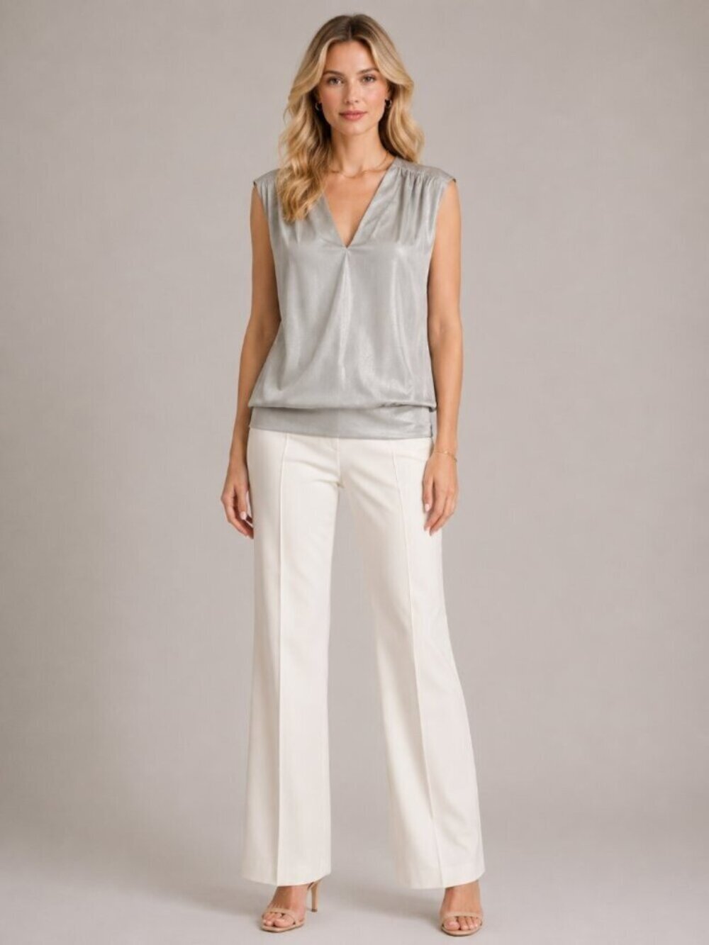 NWT White House Black Market Sleeveless Velvet Banded Top Moonlight XXS